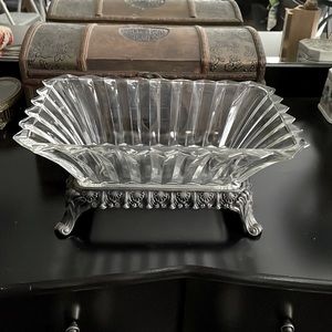 Vintage crystal bowl with silver plate stand